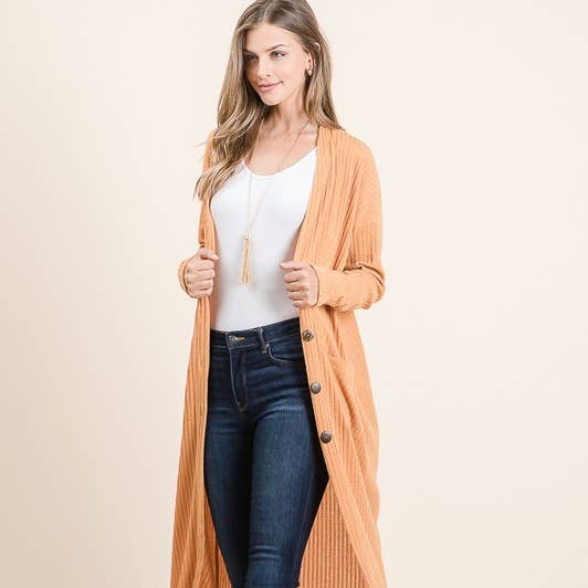 Solid Long Sleeve Button Cardigan for wholesale by Reborn J