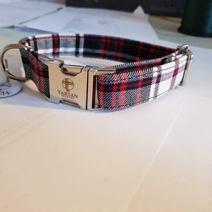 Coleira de cachorro tartan (média) - MacDonald Dress Tartan por atacado de Tartan Terrors