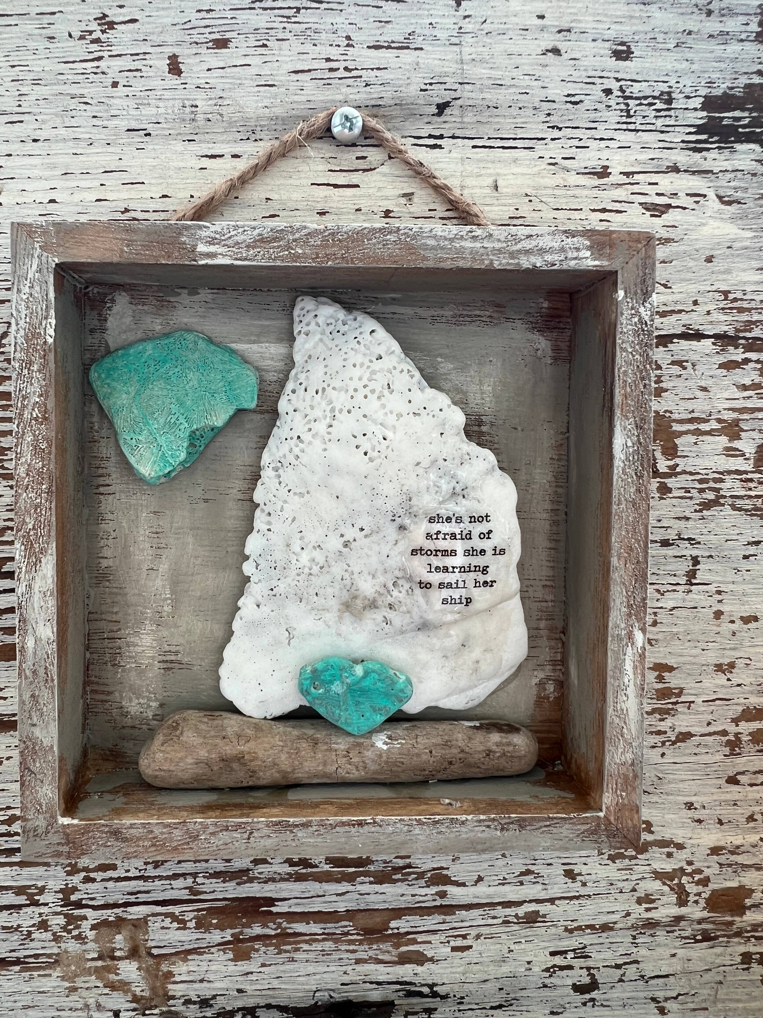 UnfiniSHEd - Wholesale Sign - Sailboat Shell Art, Beach Sign,Choose saying 8