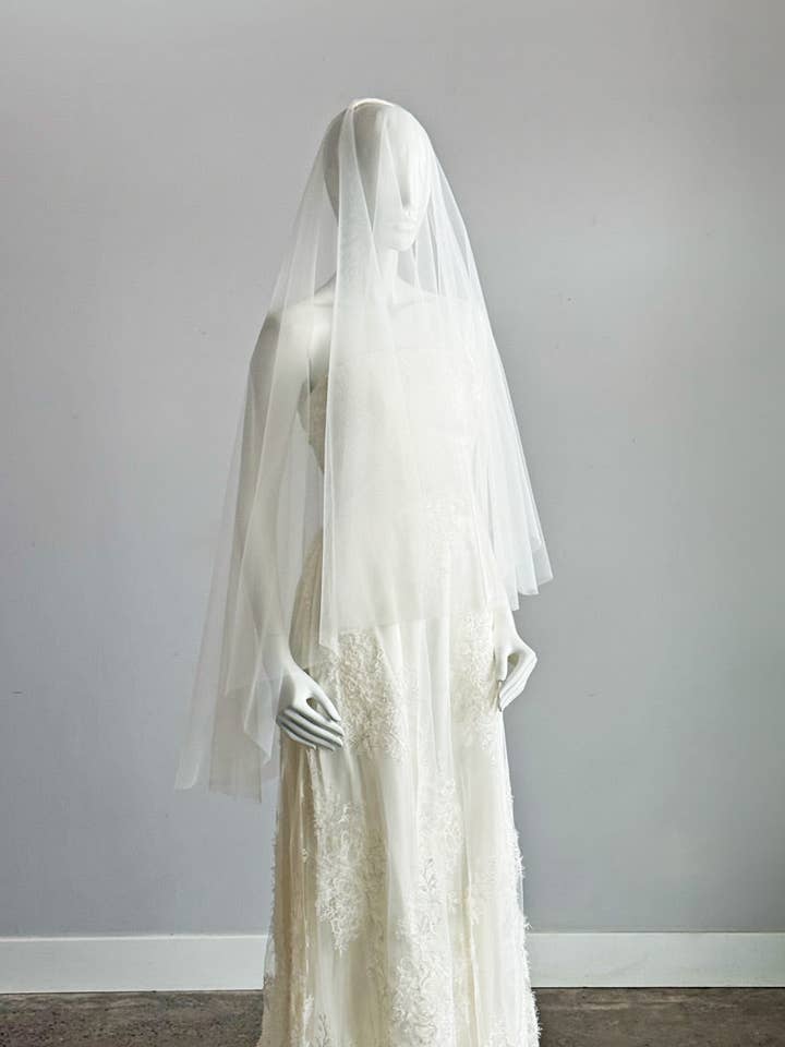 Danna mid-length bridal veil with blusher for wholesale by The Loved One