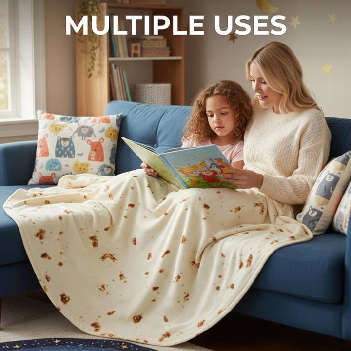 Zulay Kitchen - Wholesale Throw Blanket - Burrito Blanket Flour Tortilla Design16