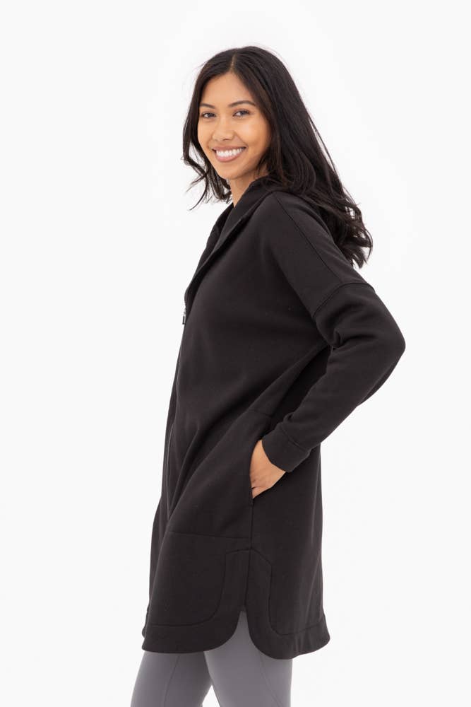 Mono B - Wholesale Jacket - Women's - Longline Zip-Up Jacket with Hood1