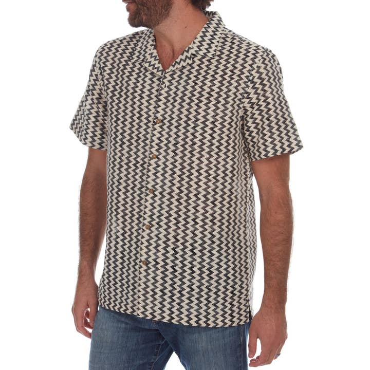 Negro Camisa Samson Textured Resort Knit de venta al por mayor en Faire4
