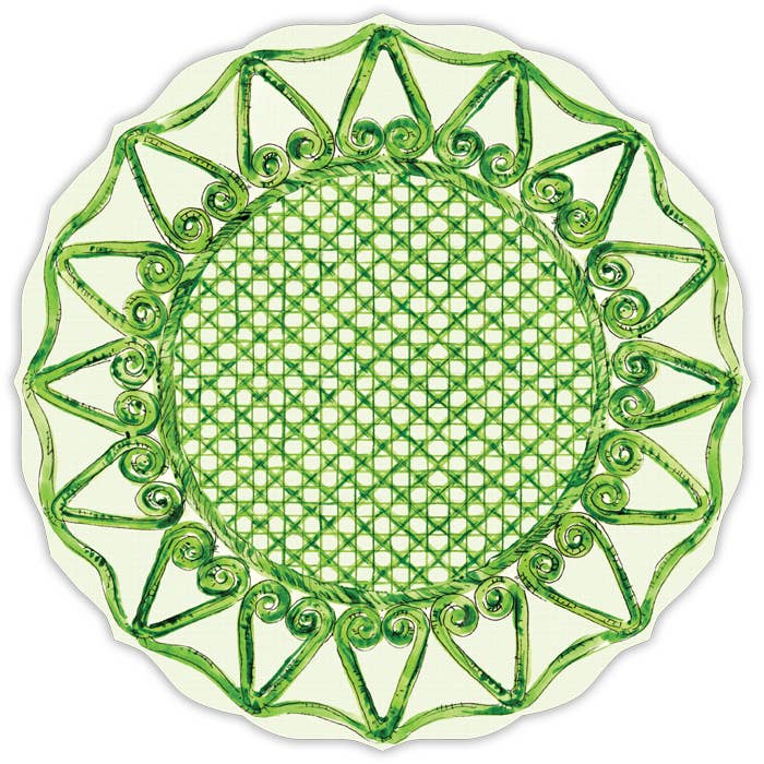 Handpainted Green Lattice with Swirls Posh Die-Cut Placemat for wholesale by RosanneBeck Collections