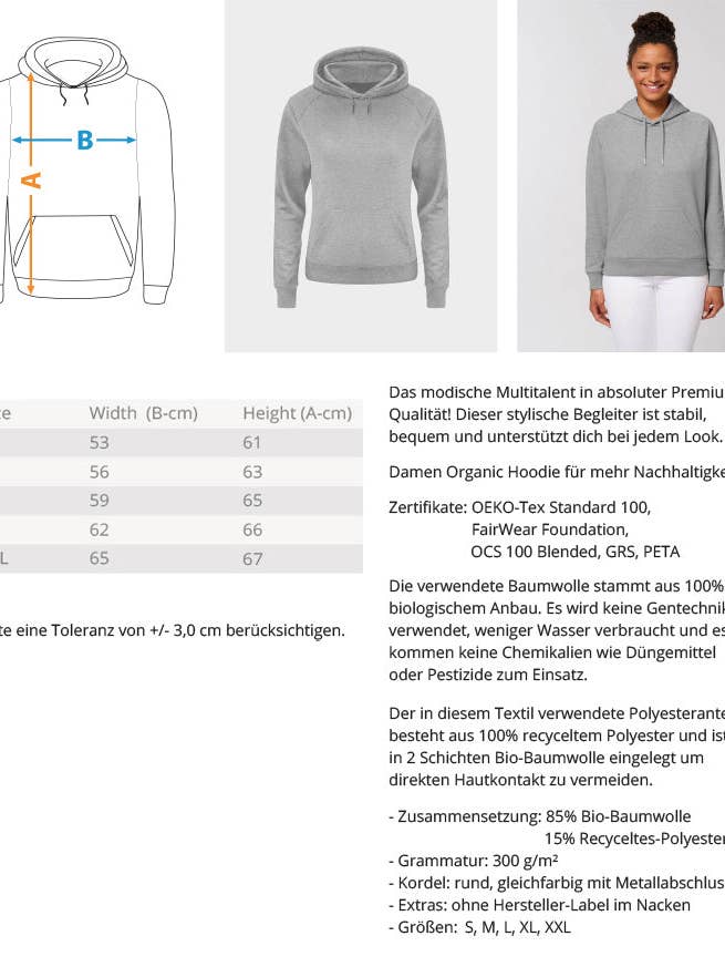 Design del logo STICK in bianco - felpa con cappuccio biologica premium da donna per la vendita all'ingrosso da parte di GARTENFAN