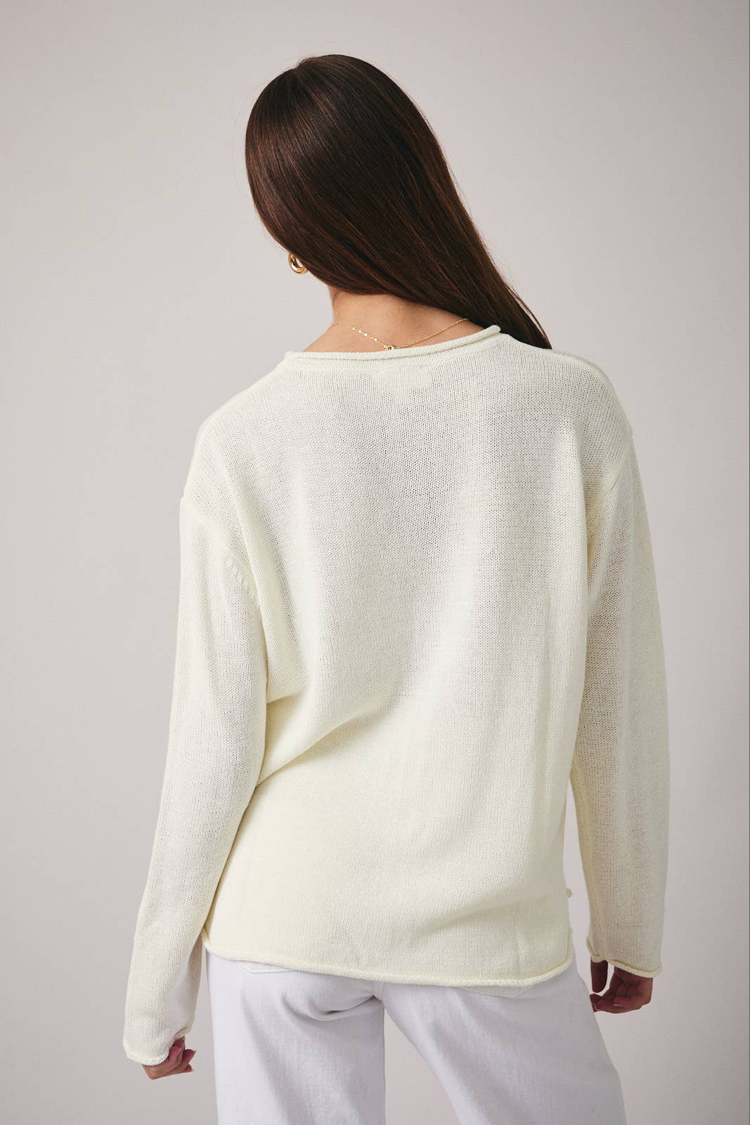 CREAM ROUND NECK LONG SLEEVE 'SEA' GRAPHIC SWEATER for wholesale on Faire2