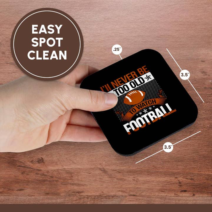 3dRose - Wholesale Coffee Mug - 3dRose, I will never be too old to watch football funny stylish gift for all, Coaster13