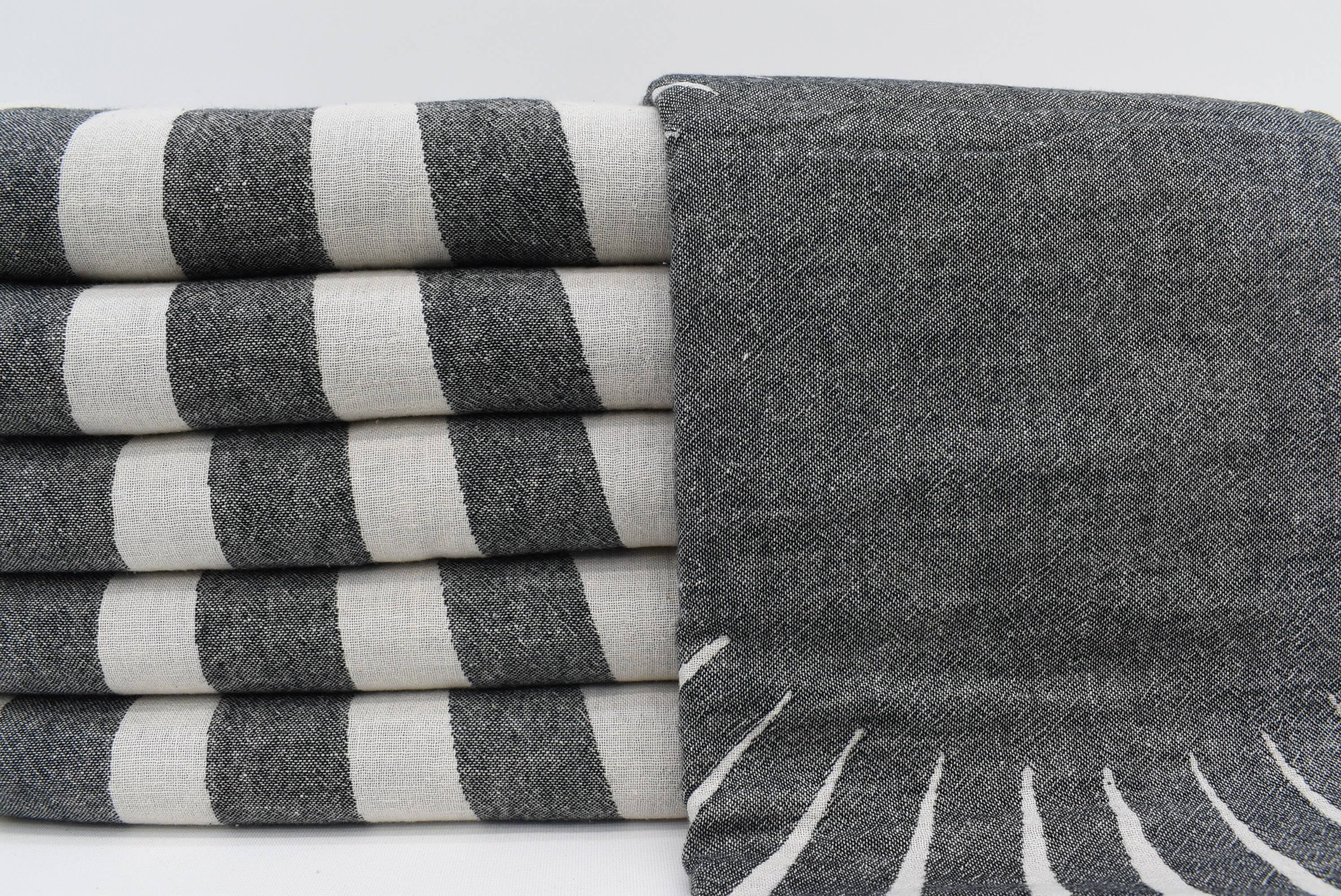 Organic Turkish Towels - Wholesale Picnic Blanket - Black Turkish Towel, Elegant Picnic Blanket1