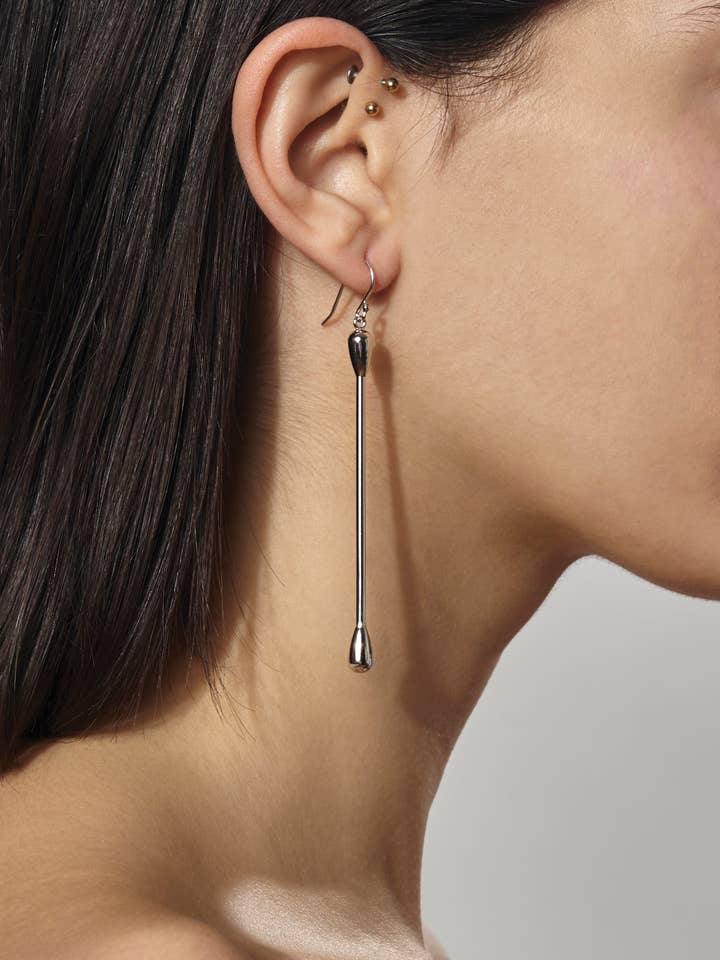 ASMR Earring, White Gold Plated for wholesale by Sentient Jewelry