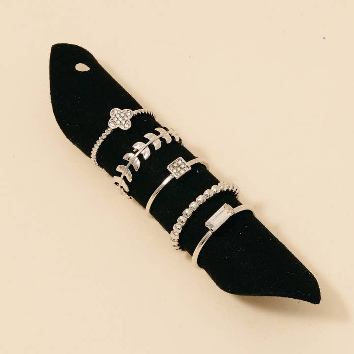 Anarchy Street - Wholesale Band/Stacked Ring - Mixed Dainty Pearl Studded Band Rings Set