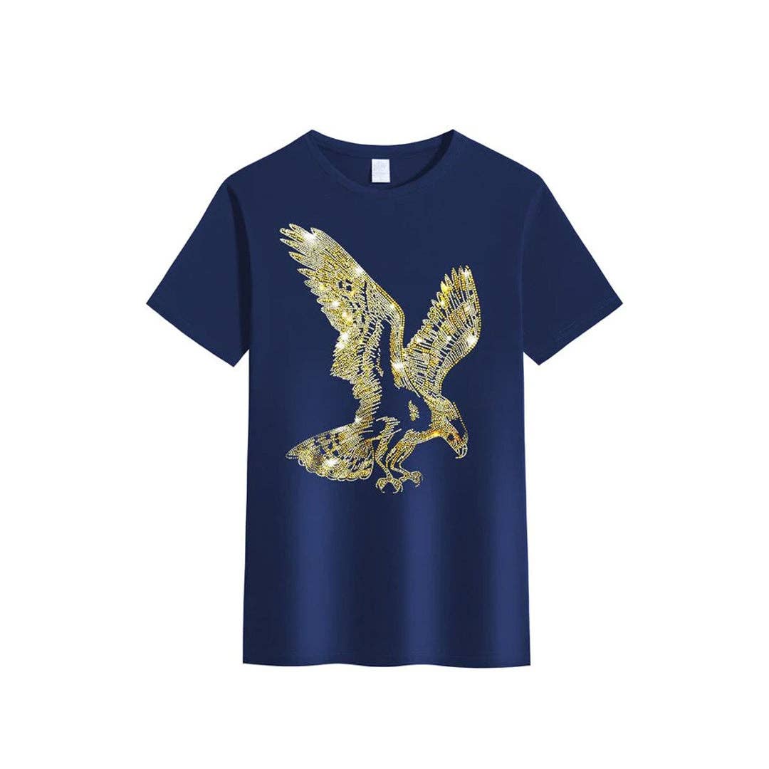 Rhinestone Belt Store - Wholesale T-Shirt (Graphic) - Men's - Men's Eagle Rhinestone Design Bling Sparkling T-Shirt2
