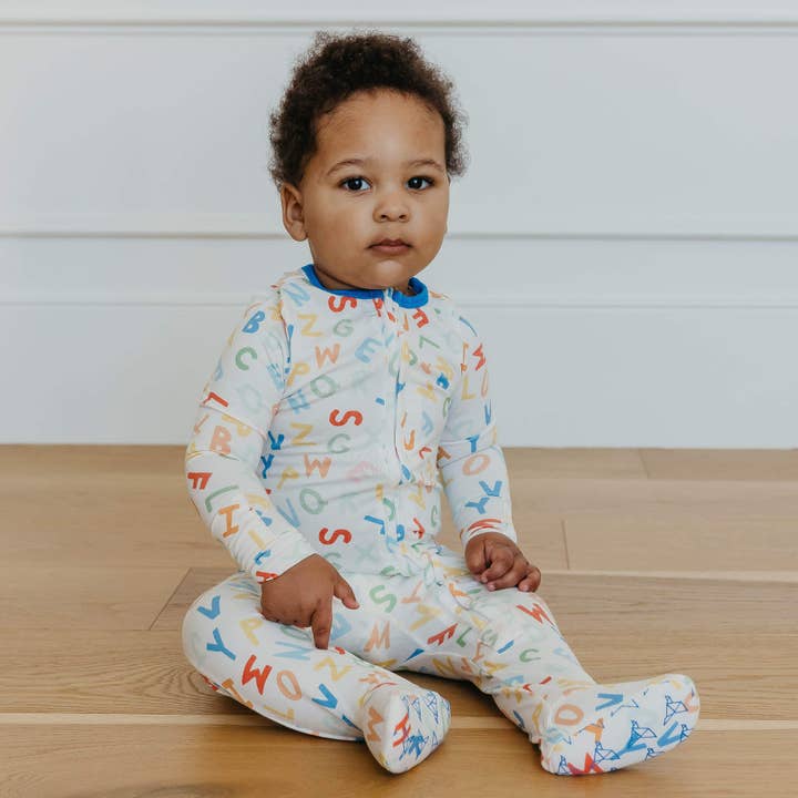 Zip-Up Footie Pajama - Webster for wholesale by Copper Pearl