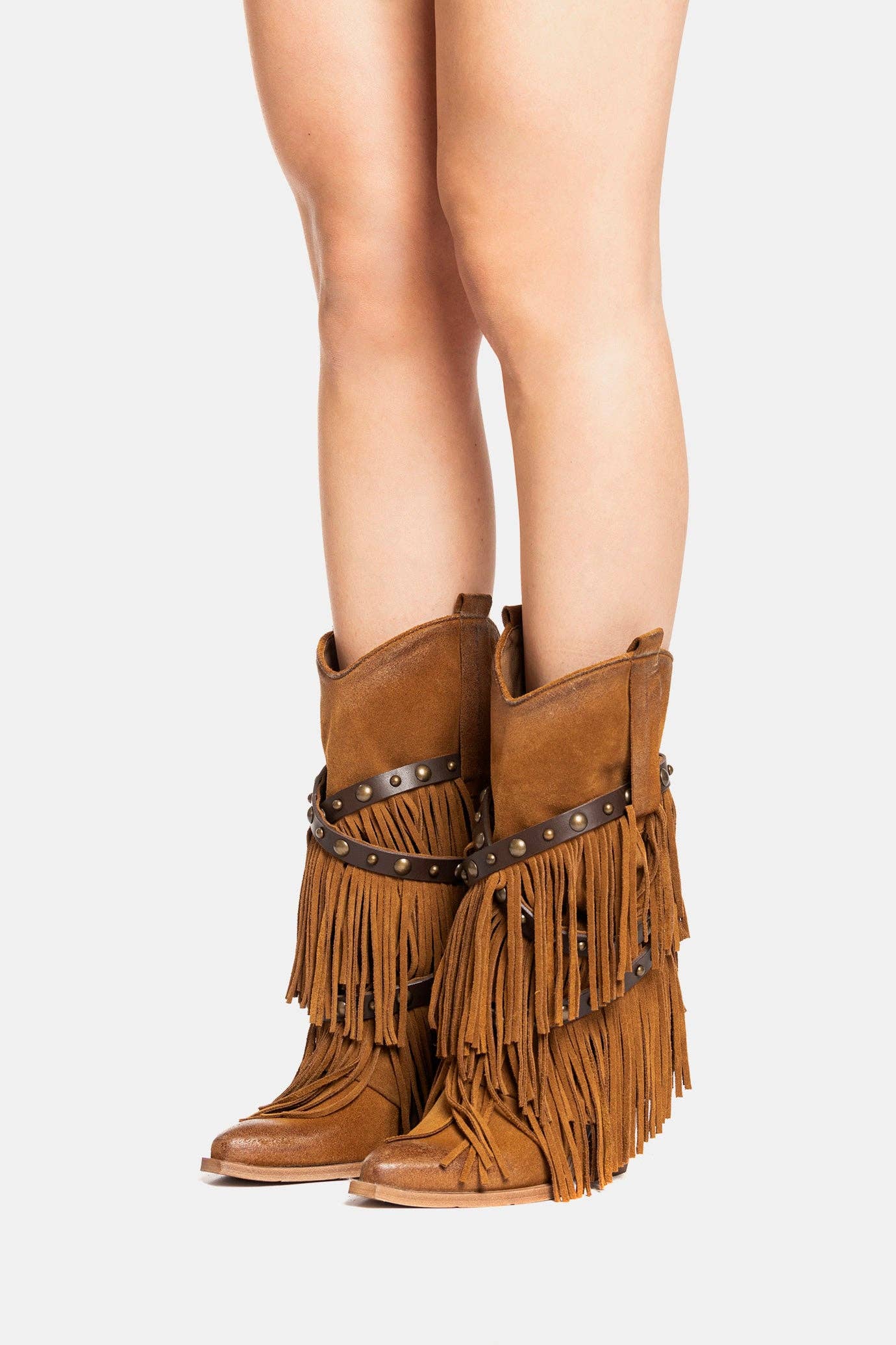 METISSE – Botas - Mulher por atacado – Botas cowboy Texanas de camurça e couro XD21284