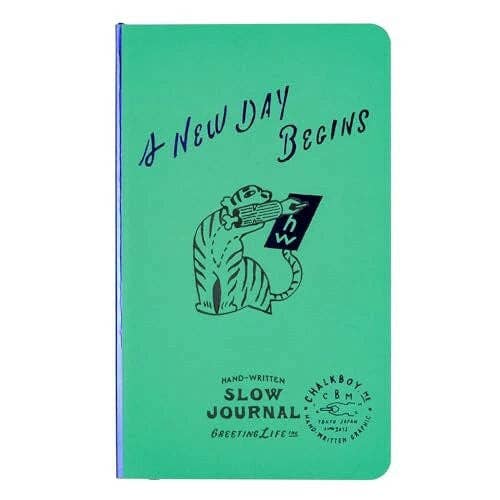 Greeting Life Diary with changing illustrations on every page Slow Journal Chalk Boy Green for wholesale by Greeting Life America