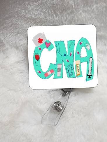 Teal CNA Sublimated Retractable Badge Reel for wholesale by Glitter and Glue 4 You