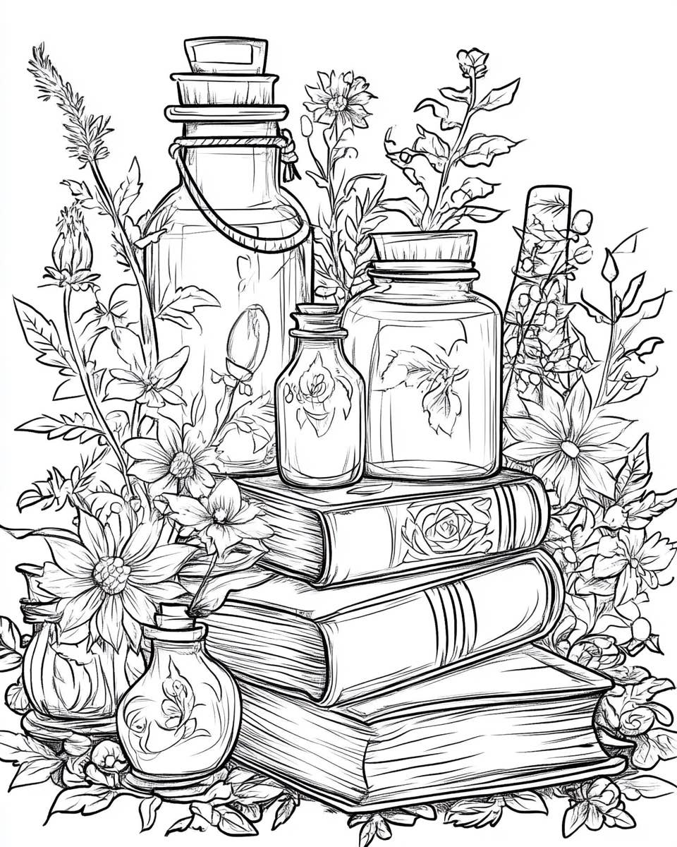 Mystical Monkey Toes - Wholesale Coloring & Activity Book - Adult - Beautiful Witchy Book Coloring Sheets With Stackable Crayon6