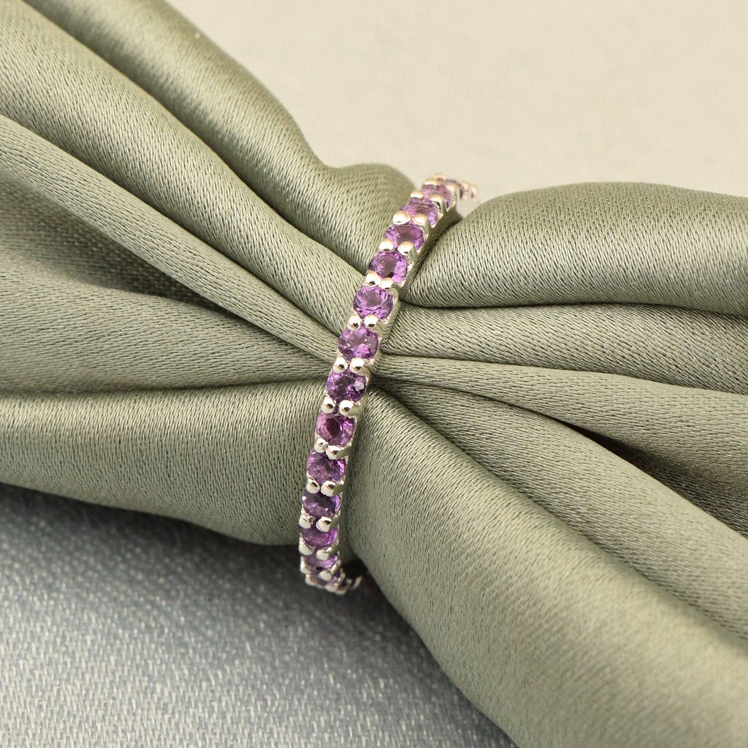 Star Joya - Wholesale Ring met meerdere stenen - Eternity Band 925 sterling zilver ronde ring van 2 mm amethist0