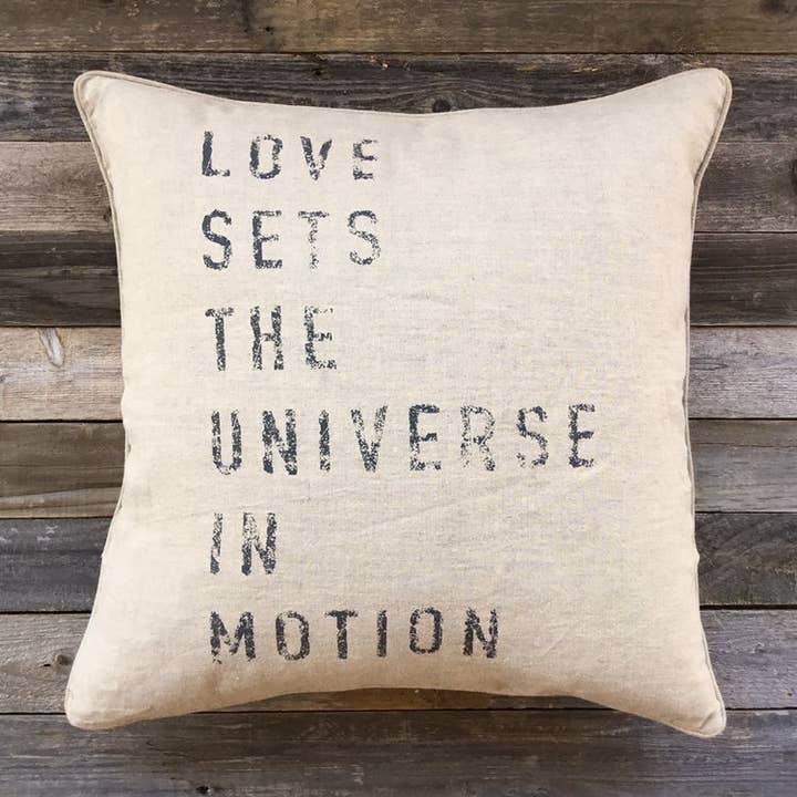 Love Set The Universe In Motion Pillow for wholesale by Sweet Gumball Inc.