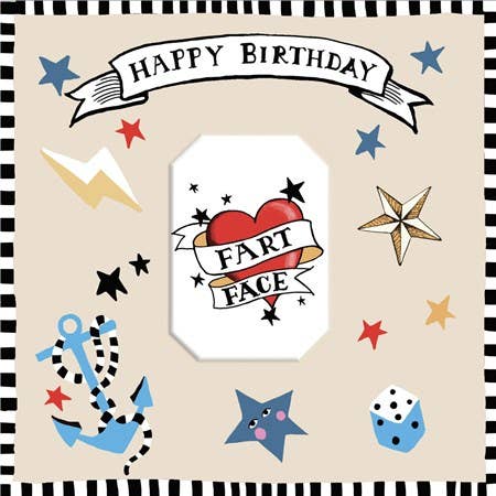 Tattoo-Geburtstagskarte - Fart Face für den Großhandel von Sooshichacha