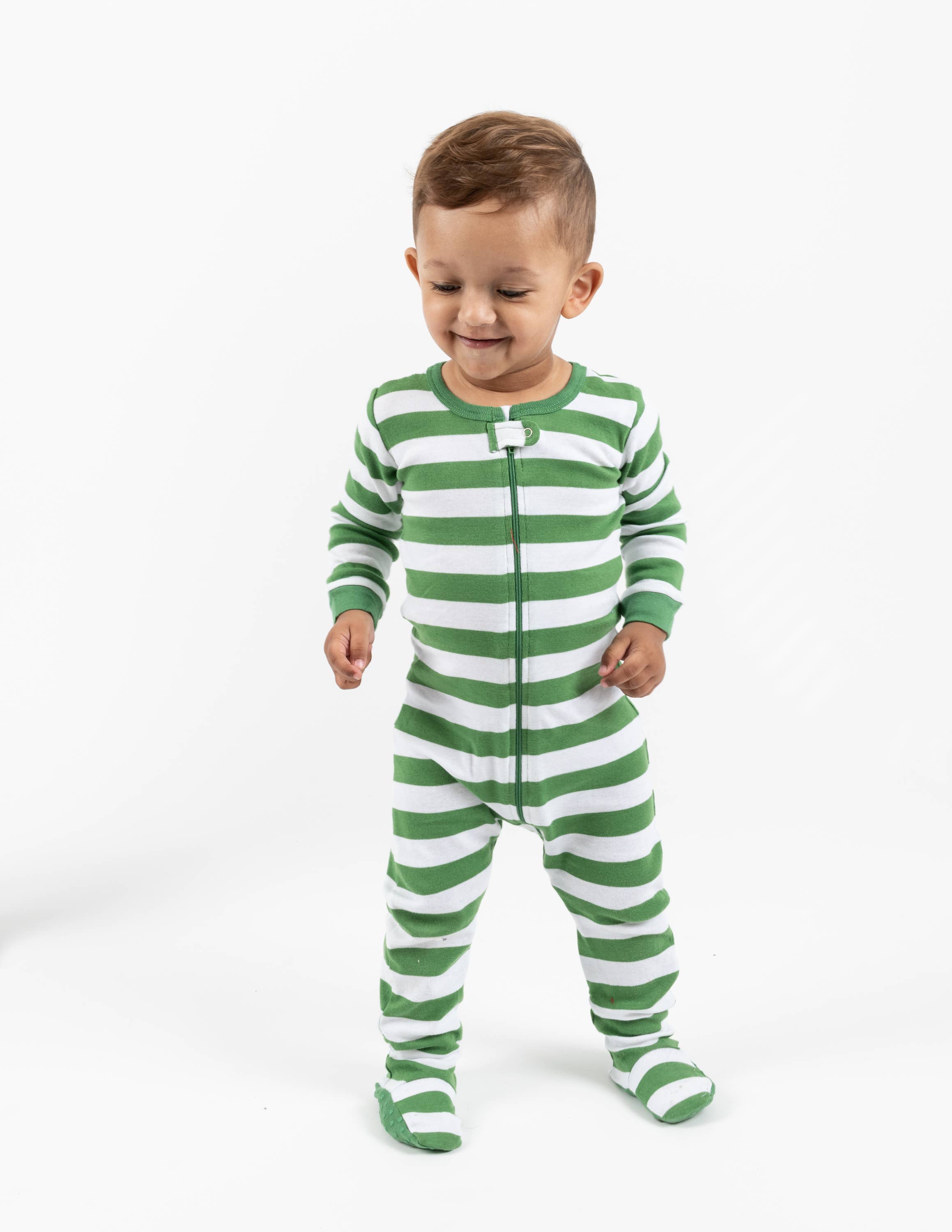 Leveret Pajamas – Fato de dormir – Bebé por atacado – Pijama de Pijama com Riscas de Pijama de Pés-Algodão para Crianças para o Natal1