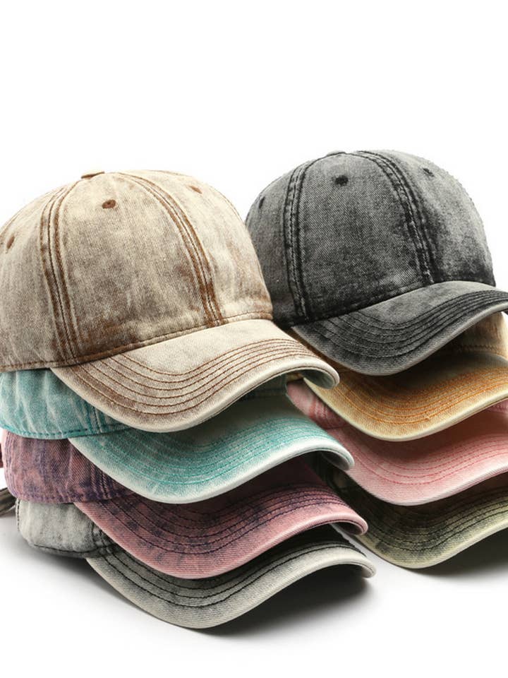 CWAH3211_WASHED DENIM SOLID COLOR SUN VISOR BASEBALL CAP for wholesale by NINEXIS