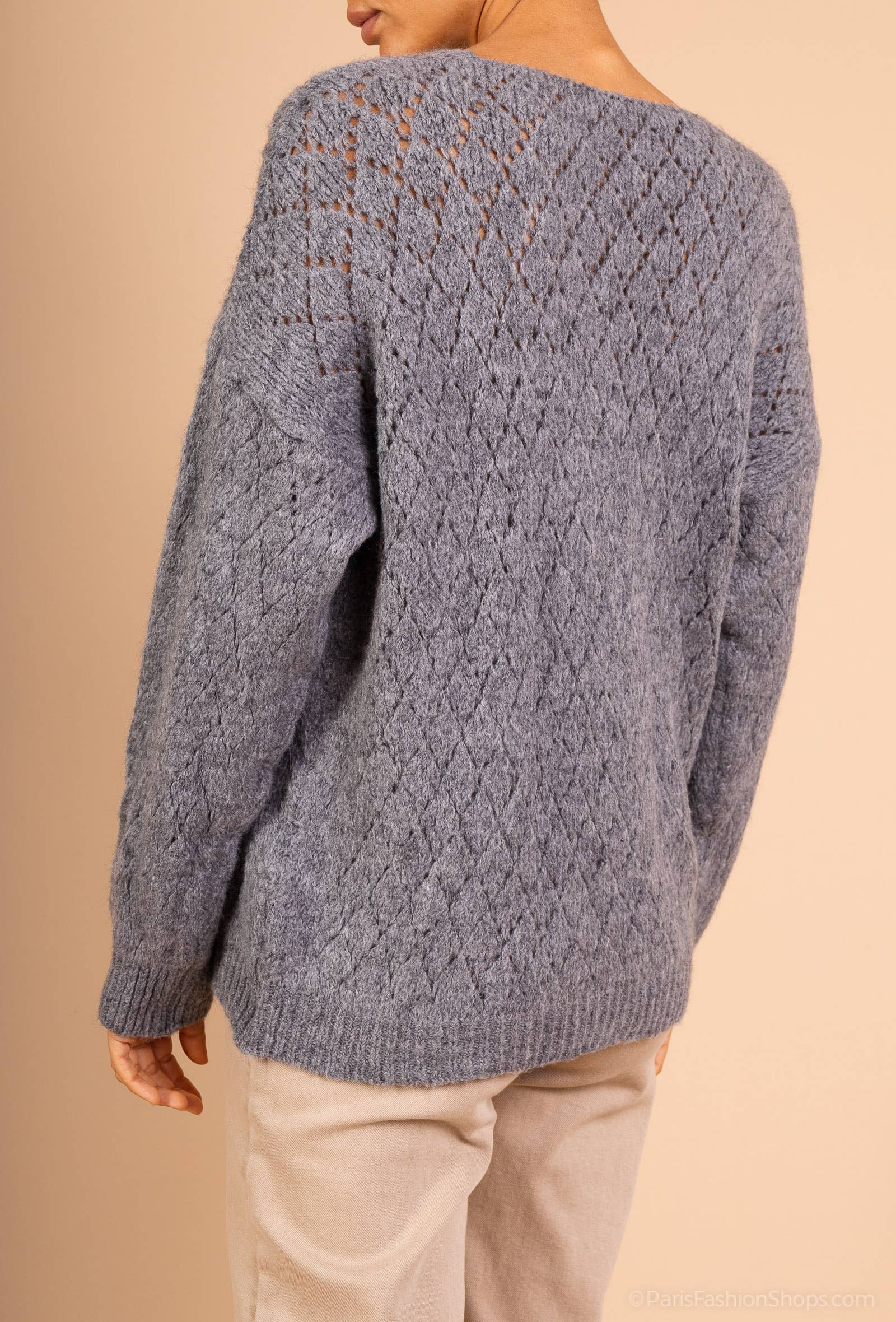 Pépouz' Paris - Vente Pull en maille – femme - Pull en mohair ajourée motif losange PP25058