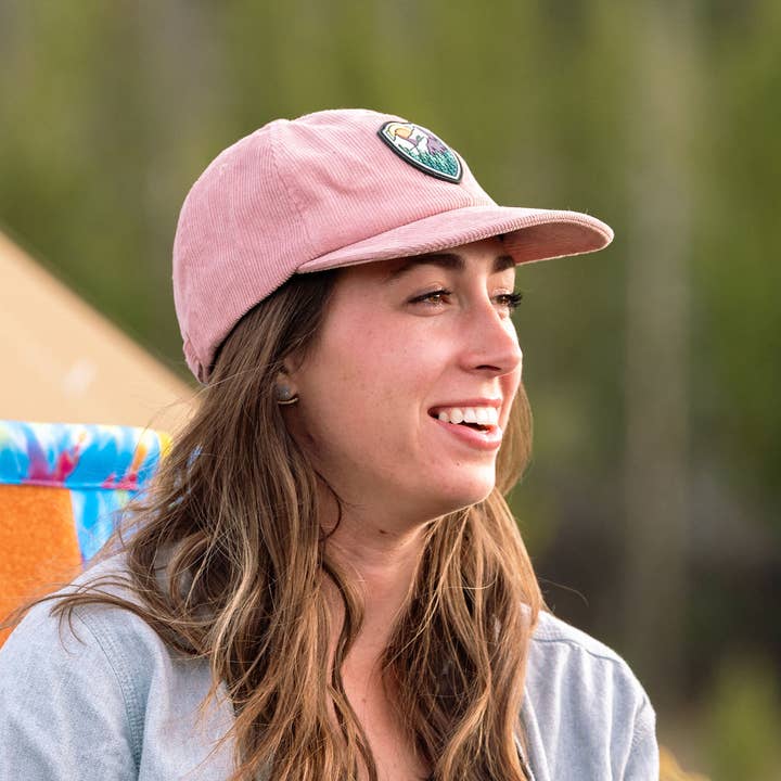 Mountain Shield Vintage Pink Corduroy Hat for wholesale by Atomicchild