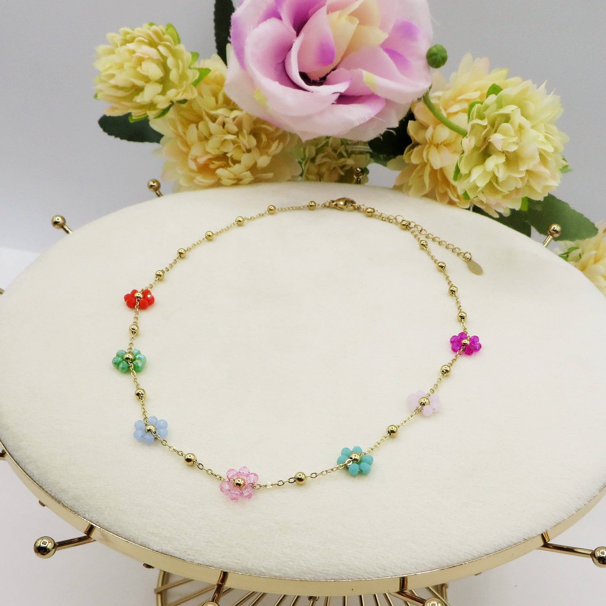 Daemon srls - Wholesale Pendant/Charm Necklace - DAISY ~ ACCIAIO INOSSIDABILE ~ Collana con fiori e cristalli9