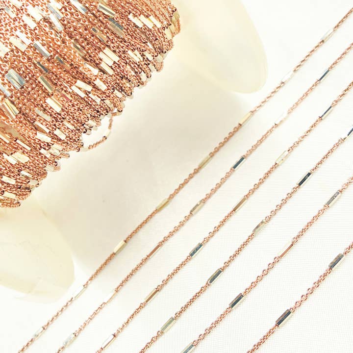 Rose Gold Plated 925 Sterling Silver Satellite Tube Chain. Z9RGS for wholesale on Faire