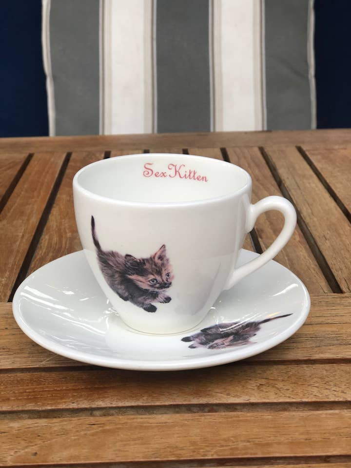 Sex Kitten Tea Cup & Saucer for wholesale by Outlandish Creations