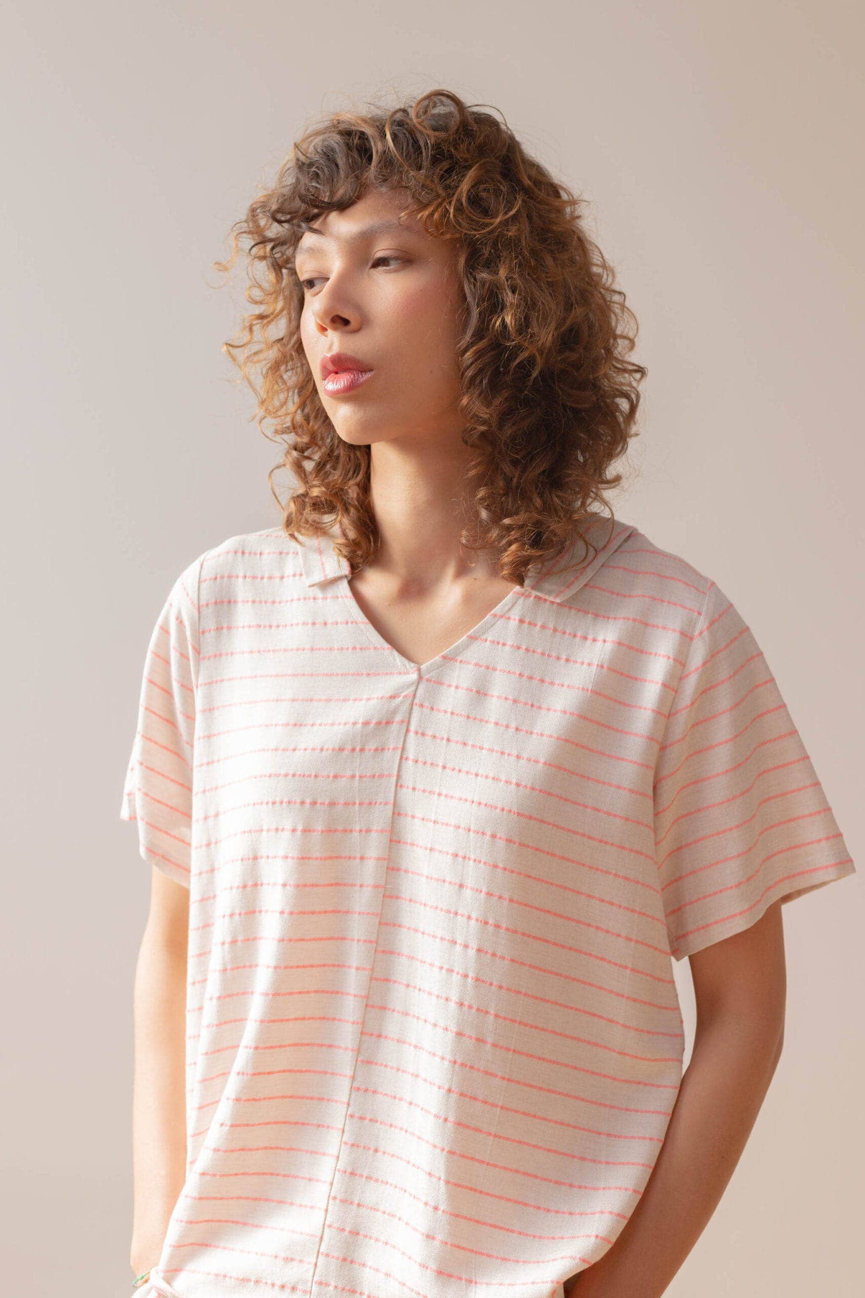 PAN Producto Básico - Wholesale Coat - Women's - Raw blouse with pink stripes4