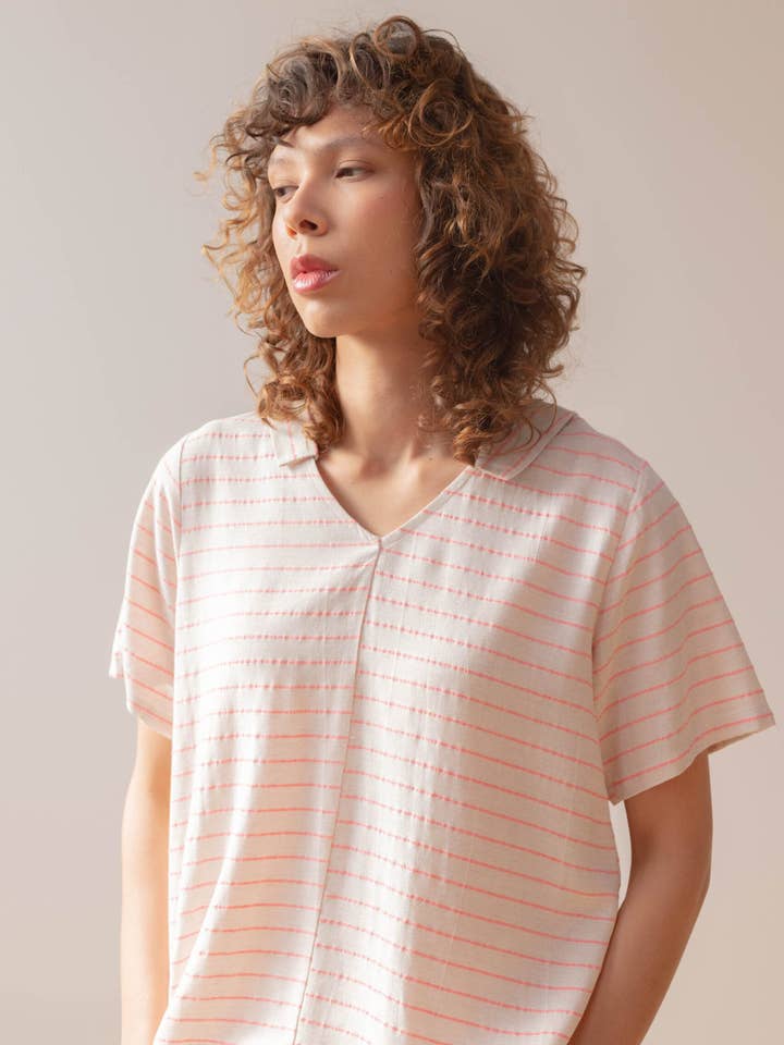 PAN Producto Básico - Wholesale Coat - Women's - Raw blouse with pink stripes4