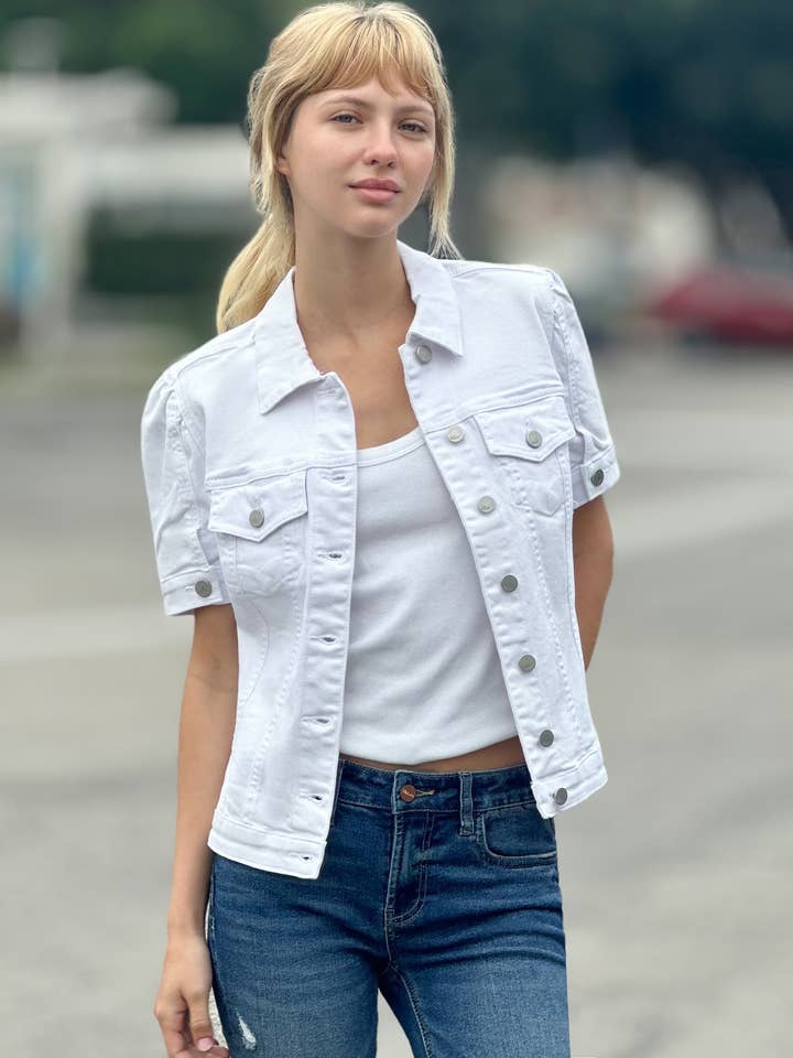 Cazadora denim mangas abullonadas para venta al por mayor de WASH LAB