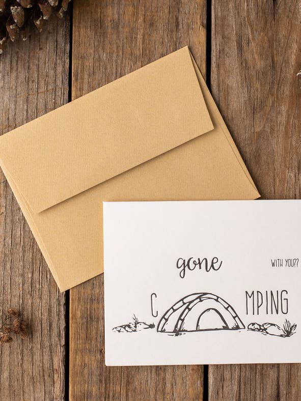 Gone Camping Card for wholesale by Drawn to Ecology