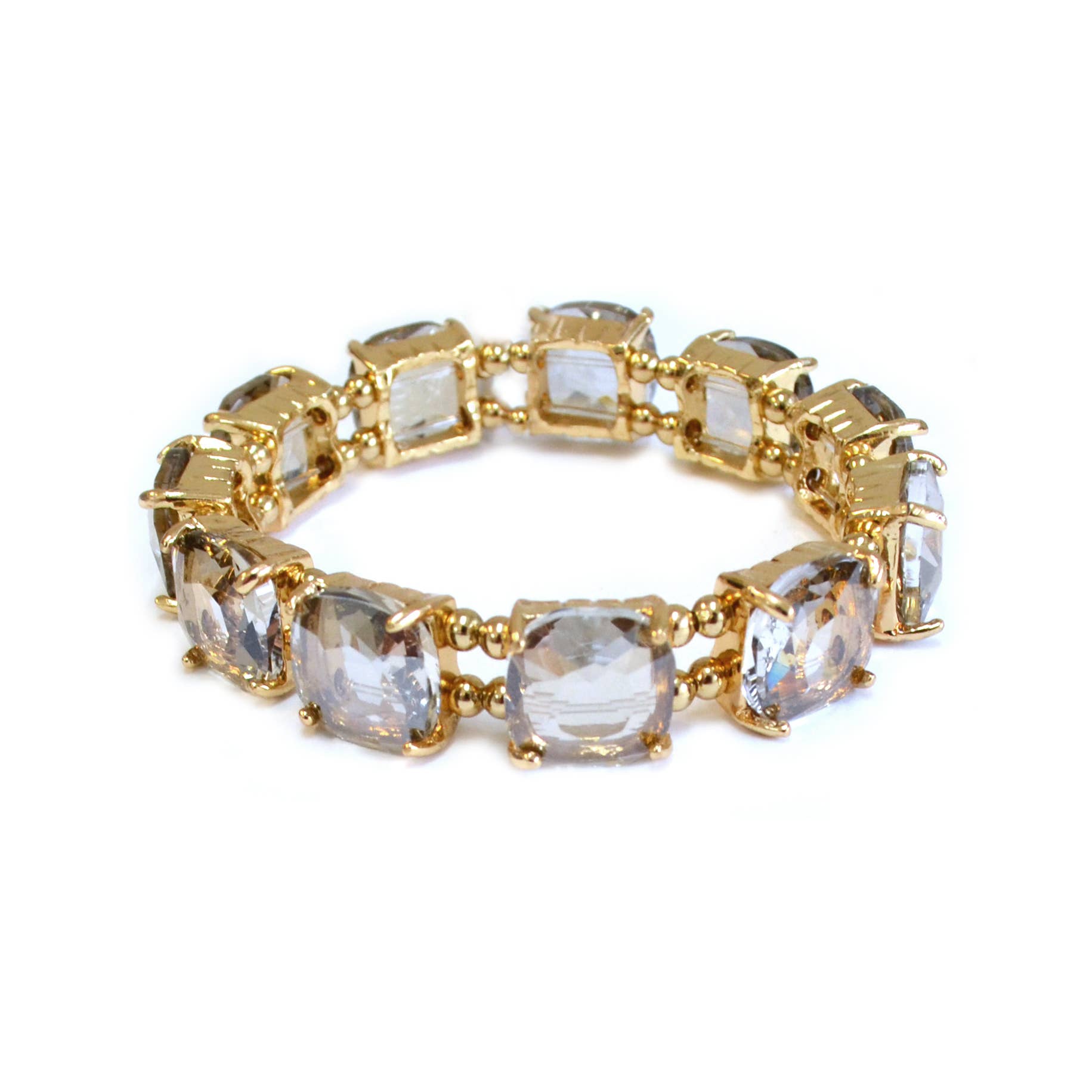 StarryNYC - Vendita all'ingrosso Braccialetto con ciondolo/pendente - Bracciale elasticizzato con cristalli in vetro tagliato a cuscino29