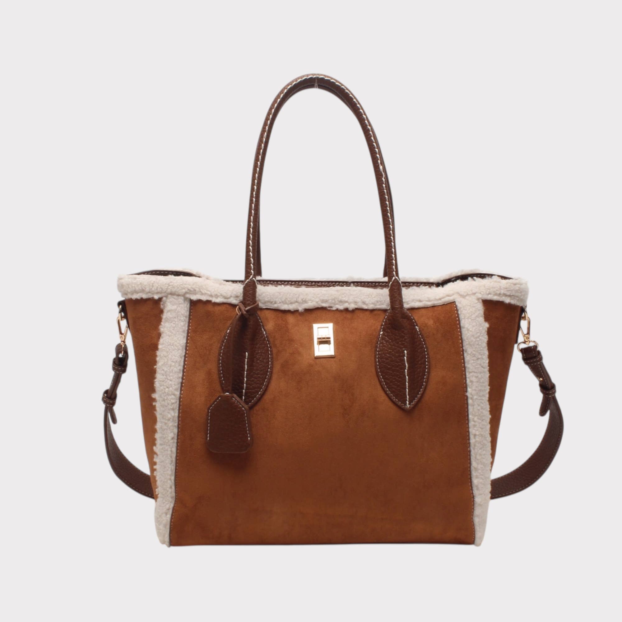 BESTINI - Wholesale Shoulder Bag - Women's - Shoulder tote bag, decorative bi-material suede clasp0