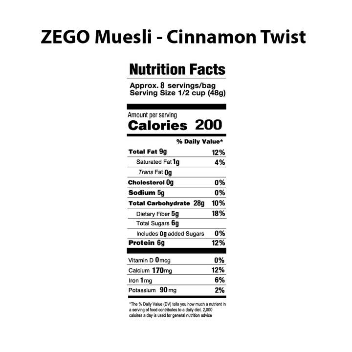 Zego - Wholesale Breakfast Cereal - Organic Gluten-free Nut-free Muesli: Cinnamon Twist (13 Oz)10