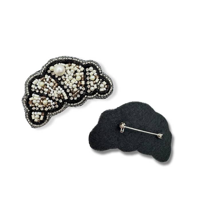 Croissant Brooch Beaded Handmade Charm Jewelry Gift Foodie Pin for wholesale by VANI TRAPANI