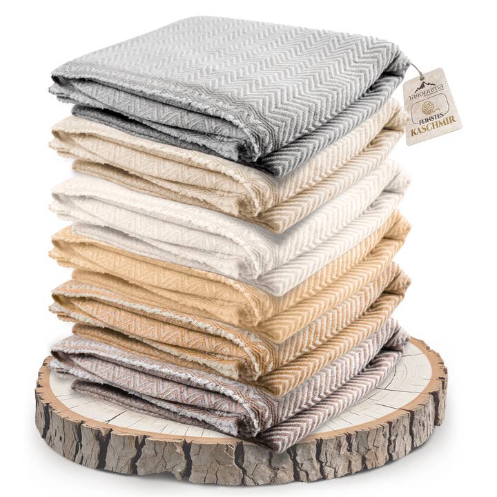 yanopurna - Wholesale Throw Blanket - Cashmere blanket with large herringbone - grey
