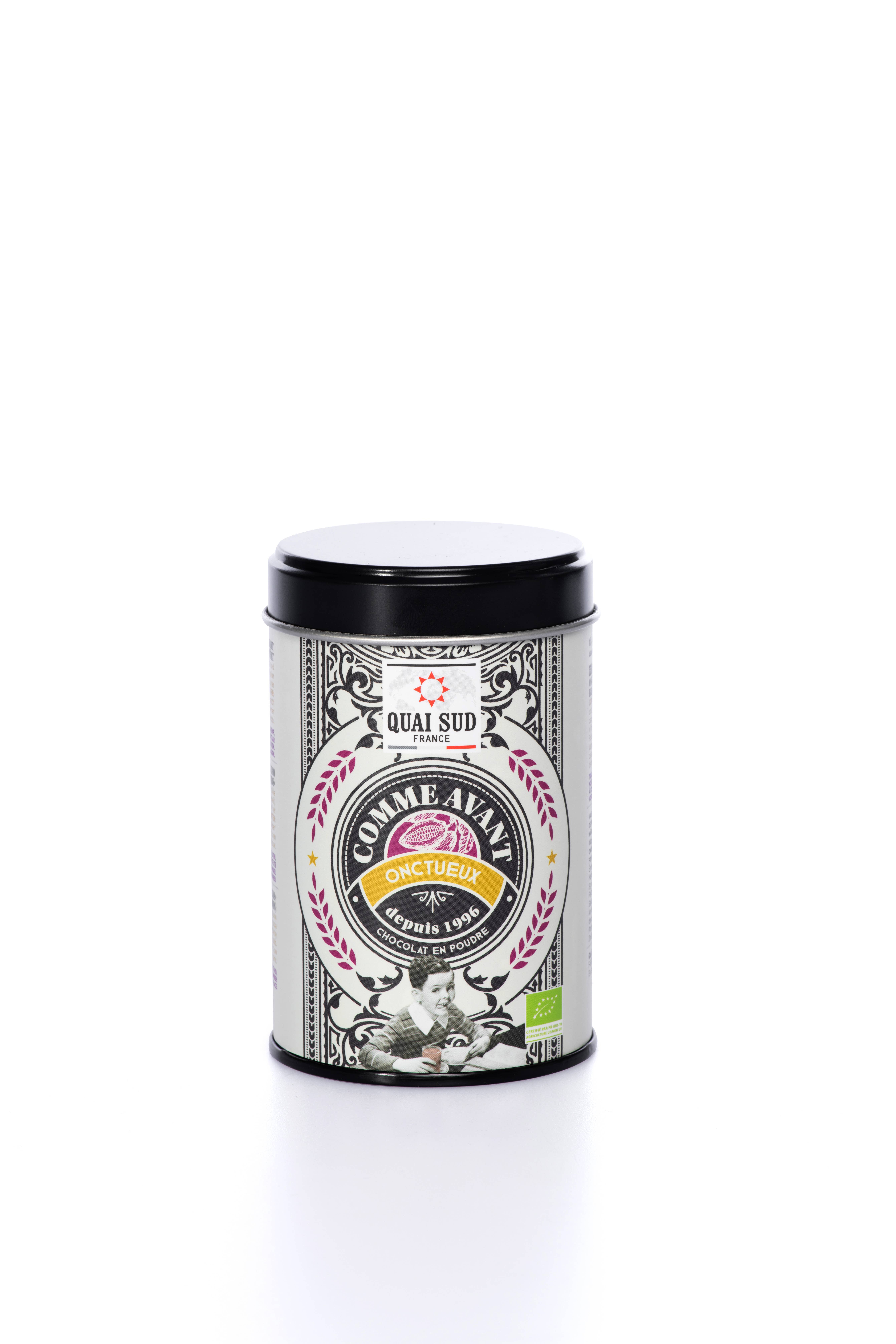 QUAI SUD - Vendita all'ingrosso Mix per cioccolata calda - POP BOX VINTAGE DI CACAO BIOLOGICO «COME PRIMA» 250G