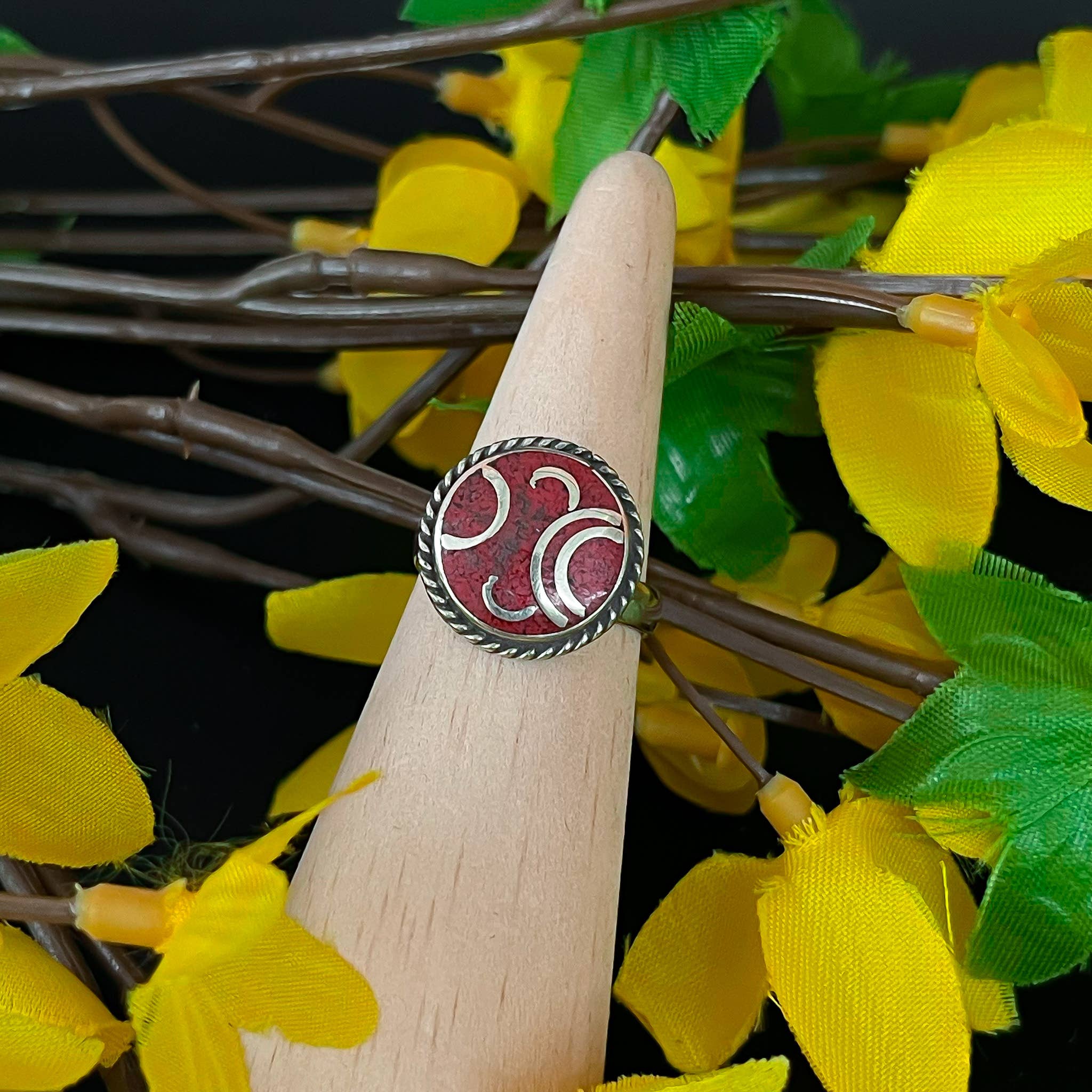 Karma Nepal Crafts - Wholesale Cocktail/Statement Ring - Round Gemstone Turquoise Coral Boho Rings9