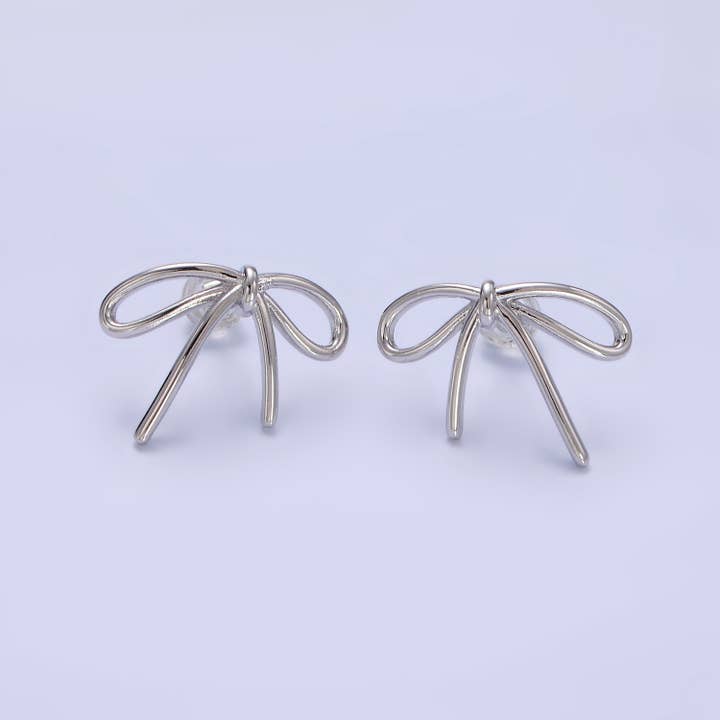 Aim Eternal - Wholesale Stud/Post Earrings - 14K Gold Filled Minimalist Tied Ribbon Bow Stud Earrings 1