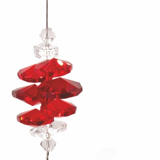 Austrian Crystal Suncatcher, Multi -faceted with Red Crystal Heart for wholesale by Byzantium Collection Ltd