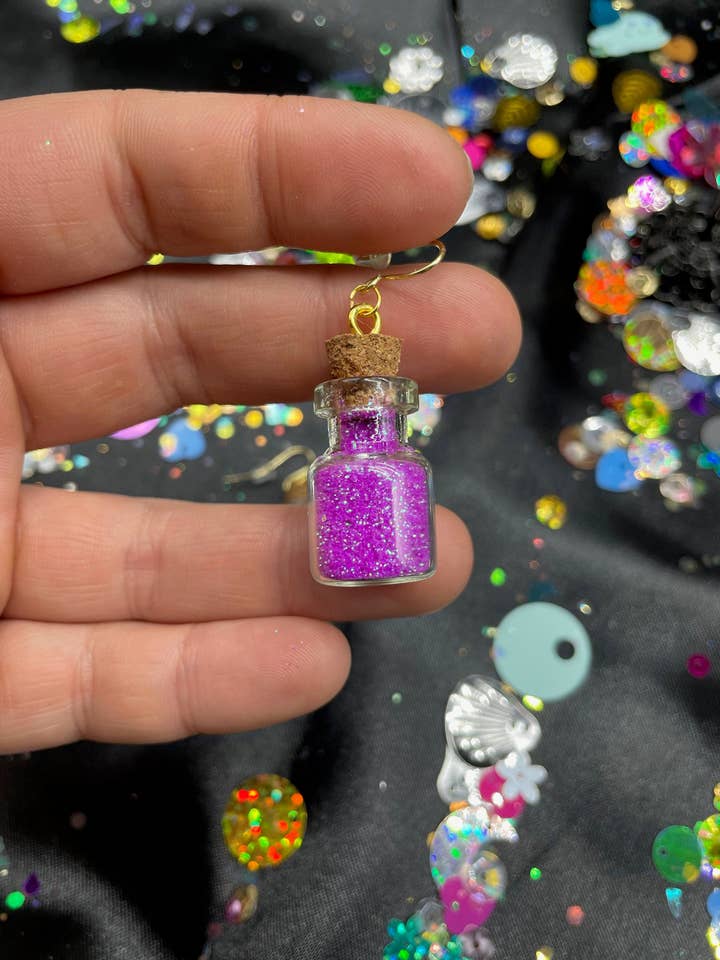 Lil Potion Bottle Earrings Filled W/ Glitter! for wholesale by R59Creates