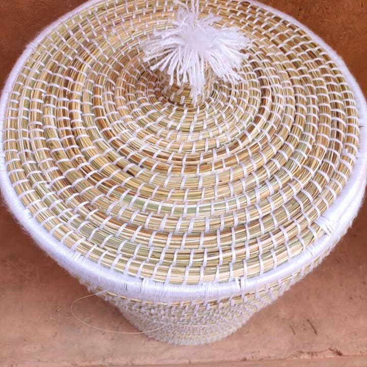 MARRAKECH METACRAFT LTD – Cesta por atacado – Cesto marroquino Berber de palmeira e lã para armazenamento2