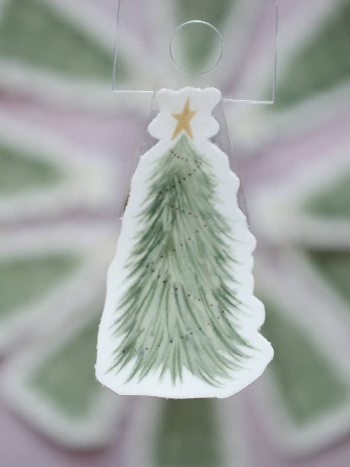 Watercolor Die Cut Christmas Tree Sticker for wholesale by The Smokey Rose Press