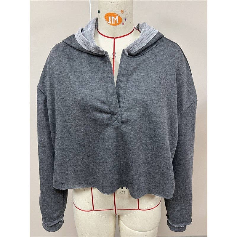 OceanusSwim – wholesale Hoodie – Women's – Trendy Loose Hooded V-Neck Sweatshirt7