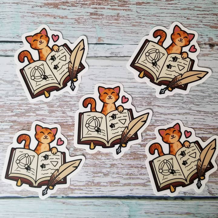 Jade Raven Arts - Wholesale Sticker - Wizard's Assistant Orange Cat Vinyl Sticker1