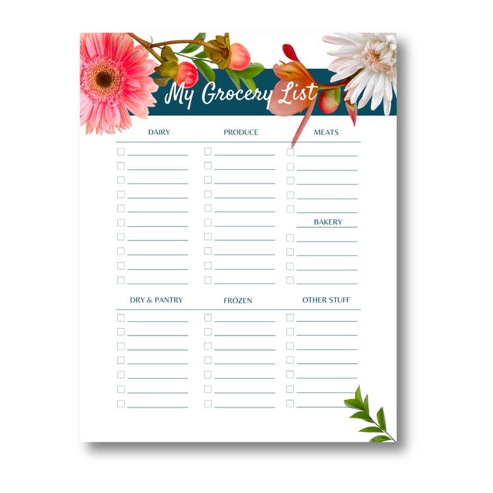 Laverna Claire Grocery List Notepad - 8.5x11 (50 Sheets) for wholesale by Joan Park World