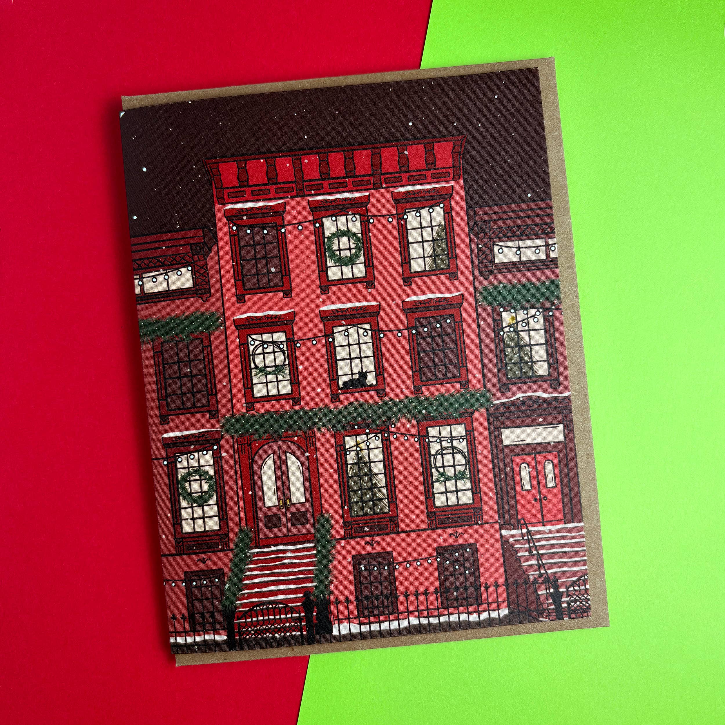 Boss Dotty Paper Co. - Vente Cartes de Noël - Carte Brownstone des Fêtes2